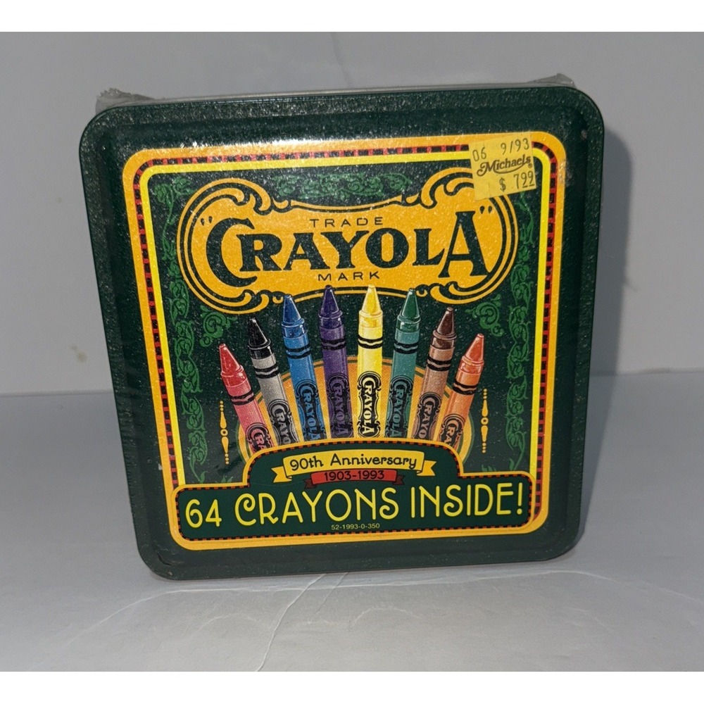 1903 - 1993 Crayola 90th Anniversary Tin with 64 Crayons Sealed, Vintage!